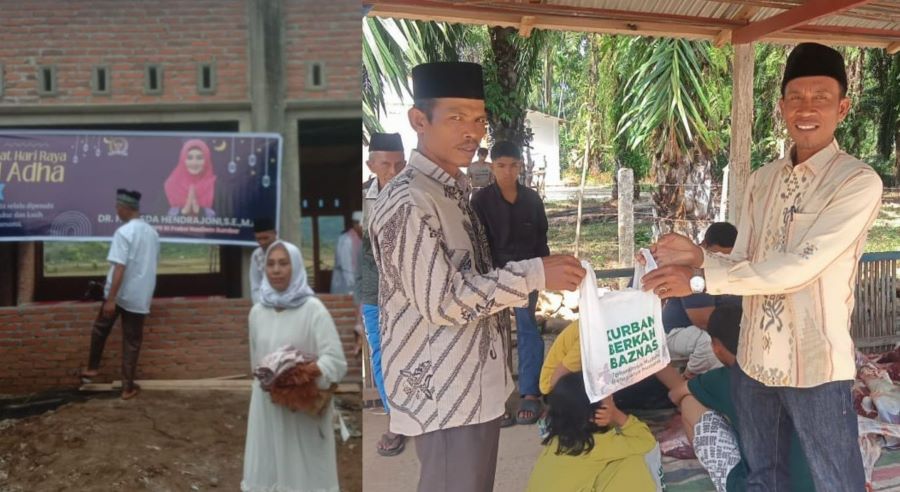 Lisda Hendrajoni bersama Baznas Serahkan Hewan Kurban di Pesisir Selatan