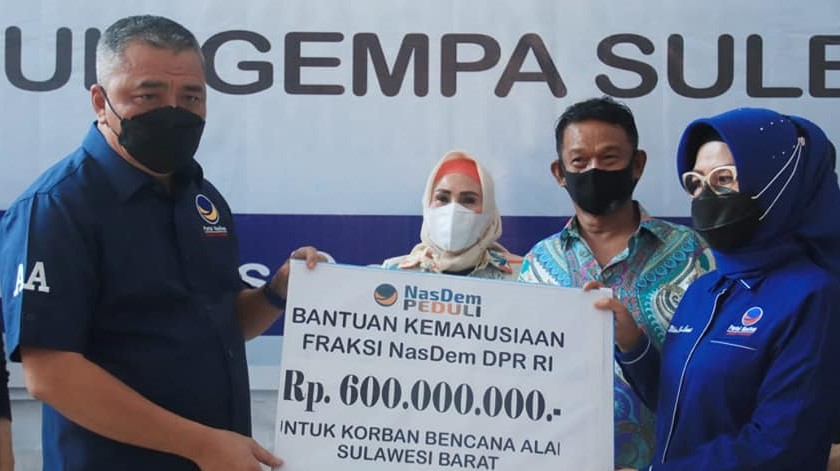 Fraksi NasDem DPR Serahkan Rp600 Juta untuk Gempa Mamuju-Majene
