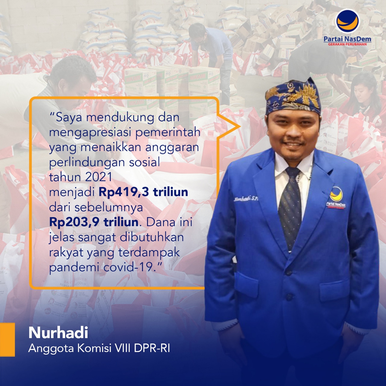 Nurhadi Dukung Anggaran Perlindungan Sosial